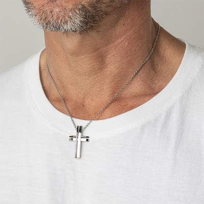 Collier Croix Men In Black, Acier, 50 cm - LS1984-1/1 - Lotus