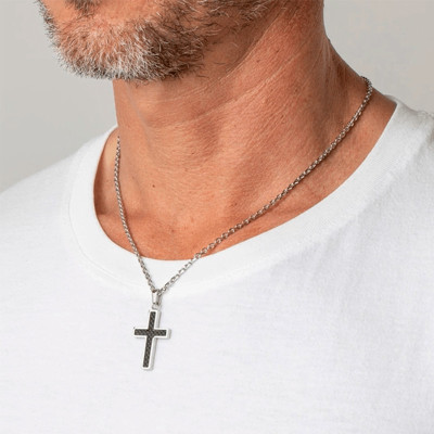 Collier Croix Men in Black, Acier, 49,7 cm - LS1983-1/1 - Lotus