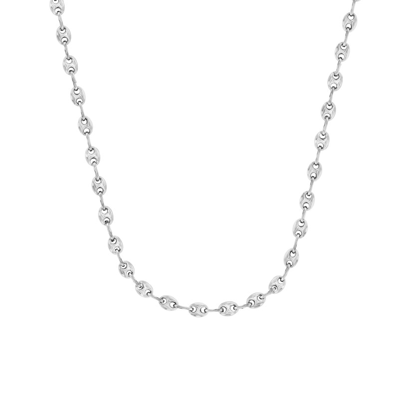 Chaîne Grain de Café Creuse, Or Blanc 750 - 60 cm - Manillon