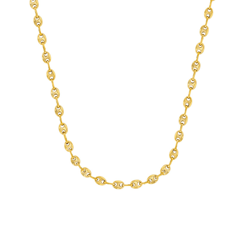 Chaîne Grain de Café Creuse, Or Jaune 375, 60 cm - Manillon