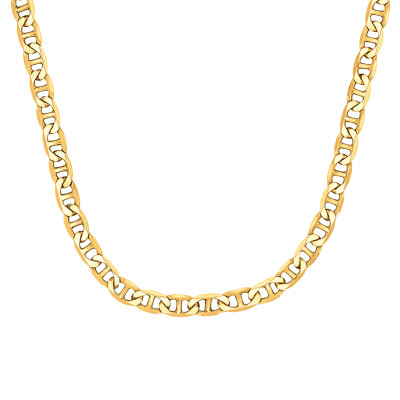 Chaîne Marine Plate, Or Jaune 750 - 45 cm - Manillon