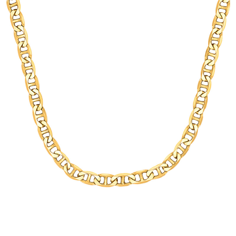Chaîne Marine Plate, Or Jaune 750 - 60 cm - Manillon