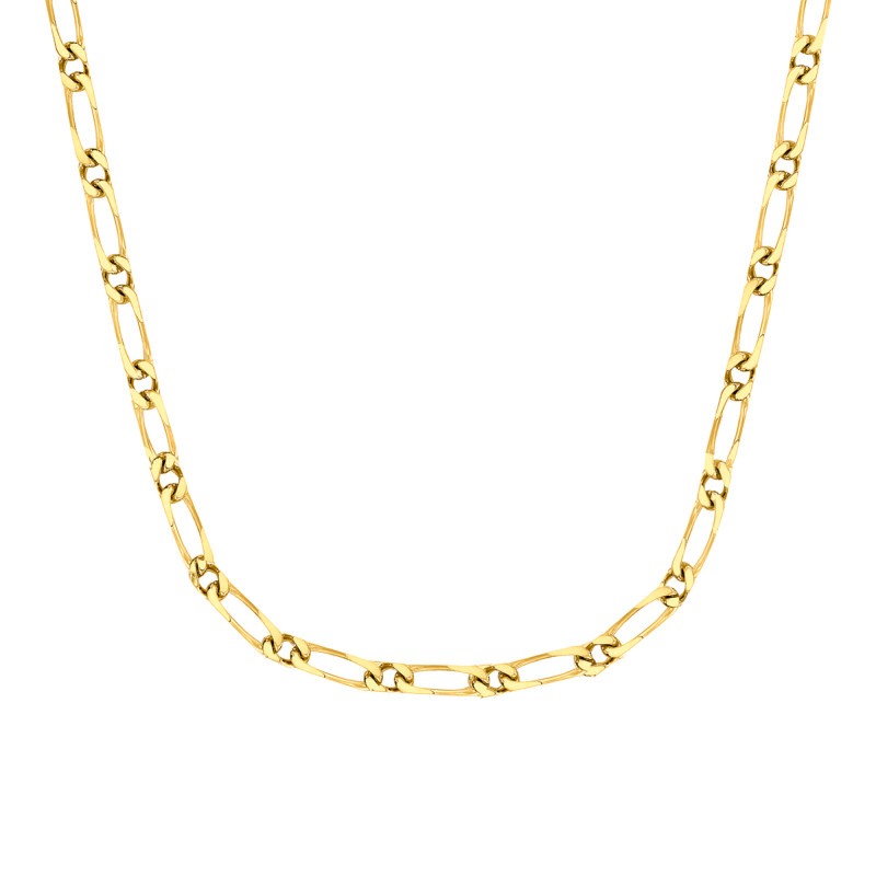 Chaine Maille Cheval Alternée Massive, Or Jaune 750, 45 cm - Manillon