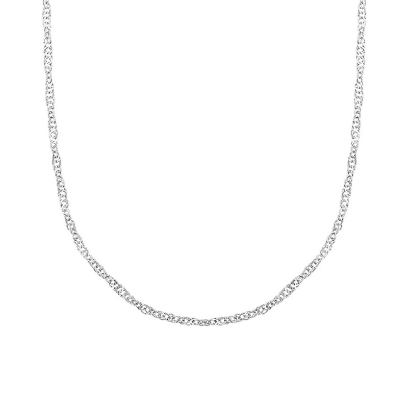 Chaine Singapour, Or Blanc 750, 40 cm - Manillon