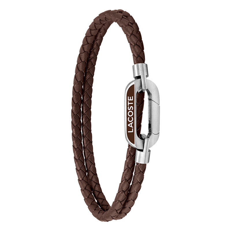 Bracelet Starboard Acier & Cuir Marron - 2040113, 19 cm - Lacoste