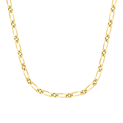 Chaine Maille Cheval Alternée Massive, Or Jaune 750, 60 cm - Manillon