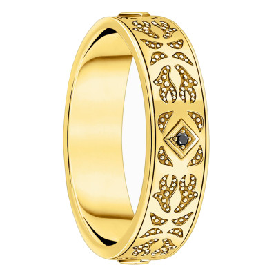 Bague Ruban Rebel Wolf, Plaqué Or Jaune & Zircones Noires - TR2455-414-39 - Thomas Sabo