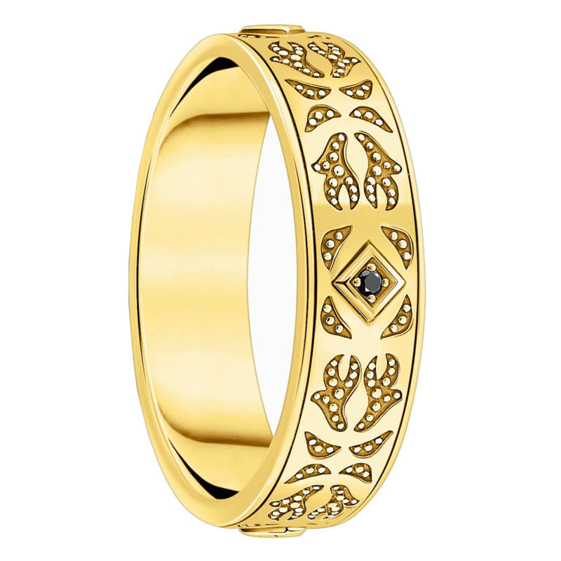 Bague Ruban Rebel Wolf, Plaqué Or Jaune & Zircones Noires - TR2455-414-39 - Thomas Sabo