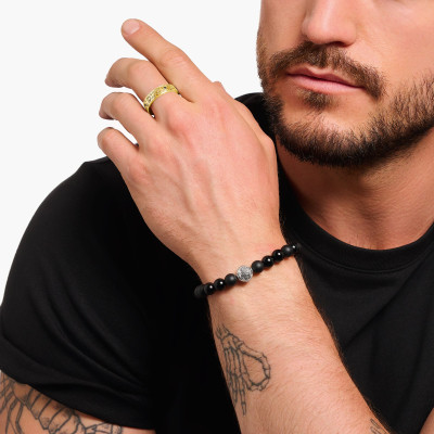Bague Ruban Rebel Wolf, Plaqué Or Jaune & Zircones Noires - TR2455-414-39 - Thomas Sabo