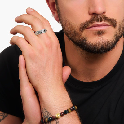 Bague Ruban Rebel Wolf Losanges, Argent 925 & Zircones Noires TR2453-643-11 - Thomas Sabo