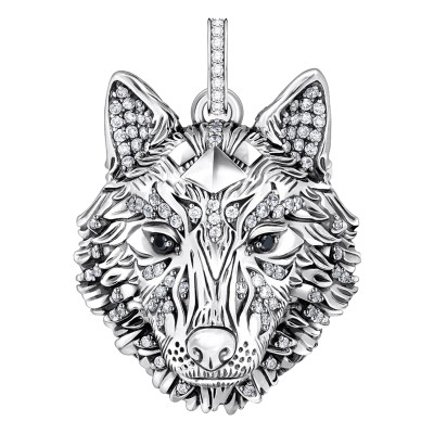 Pendentif Rebel Wolf Tête de Loup, Argent 925 & Oxydes - PE965-691-21 - Thomas Sabo