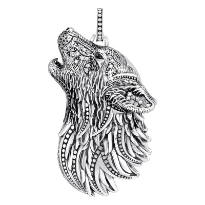 Pendentif Rebel Wolf, Argent 925 & Oxydes - PE966-643-21 - Thomas Sabo