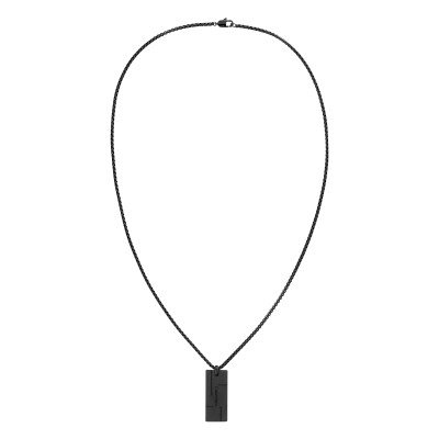 Collier Grid Family Plaque Rectangulaire, Acier Noir, 61 cm - 35000059 - Calvin Klein