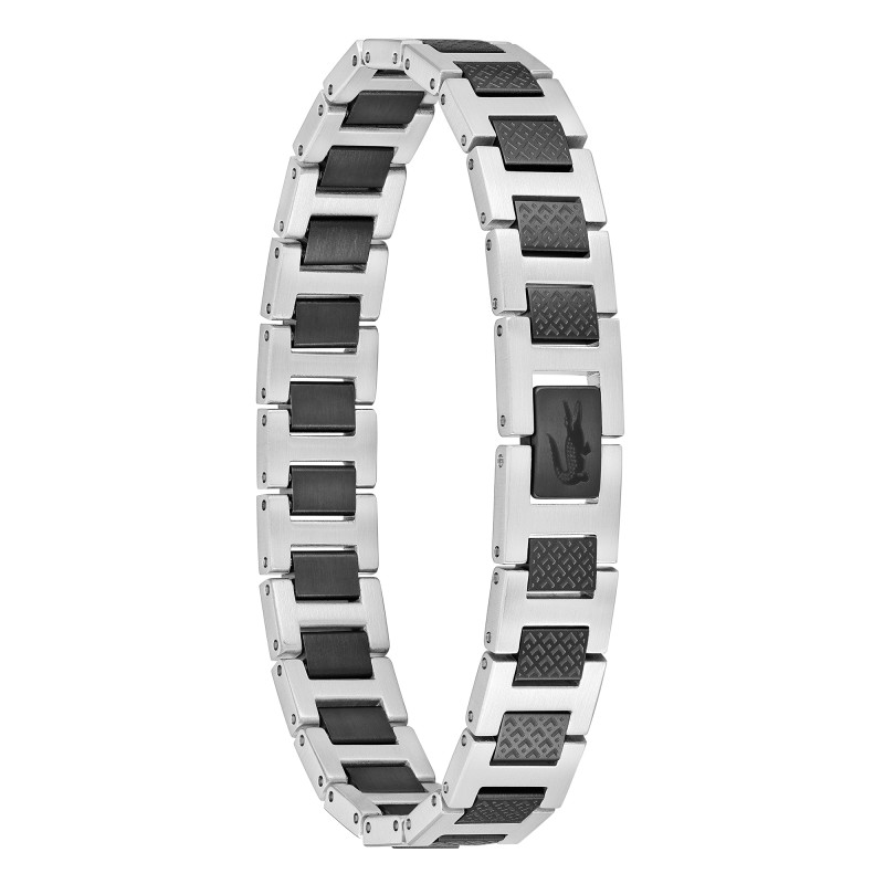 Bracelet Metropole "L" Acier Noir & Gris - 2040418, 13 cm à 19 cm - Lacoste