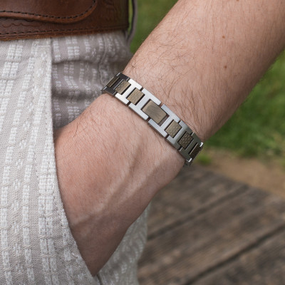 Bracelet Metropole "L" Acier Bronze & Gris - 2040419, 13 cm à 19 cm - Lacoste