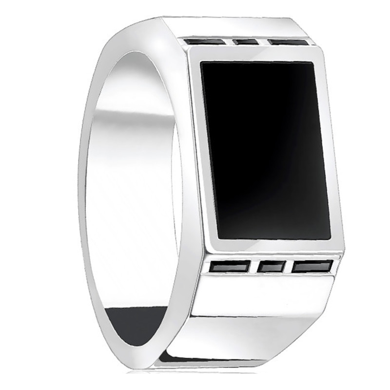 Bague rectangle Onyx & argent - TR2387-027-11 - Thomas Sabo