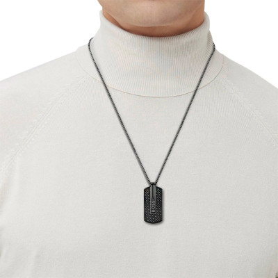 Collier Plaque, Acier Noir 1580356, 61 cm - Boss