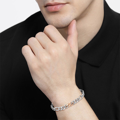 Bracelet Gourmette Rian Acier Bicolore, 17,50 ou 19 cm - Boss