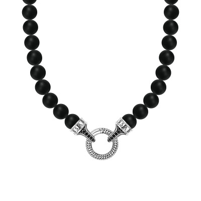 Collier Rebel Anneau, Argent 925, Obsidiennes & Oxydes, 60 cm - KE2323-705-11 - Thomas Sabo