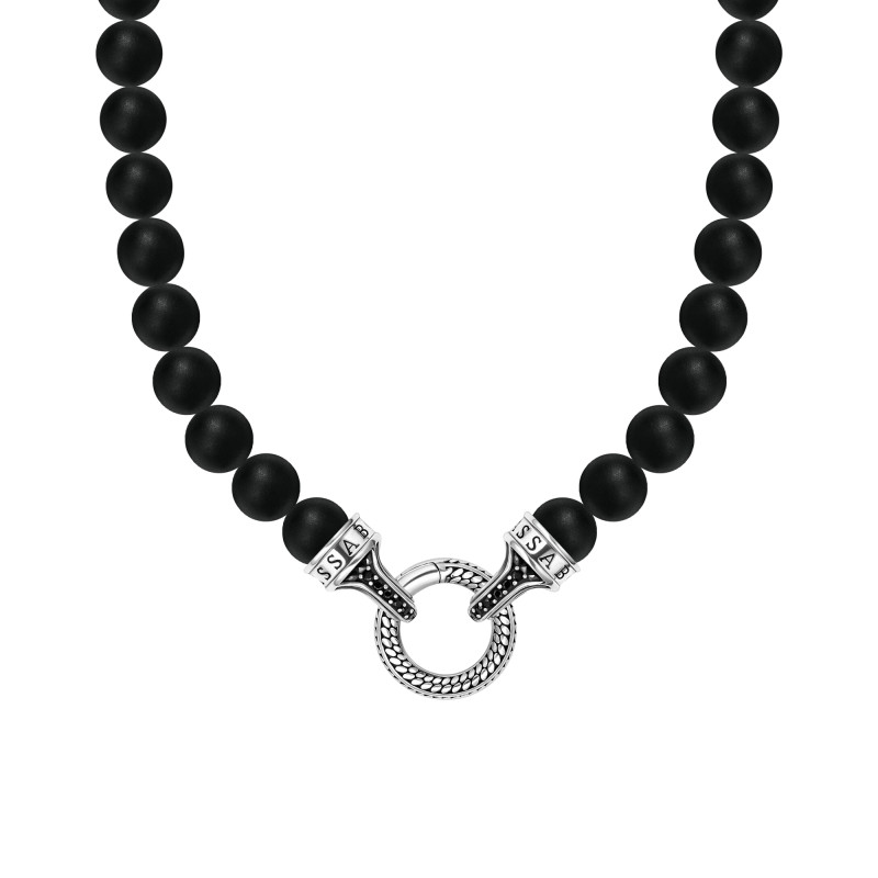 Collier Rebel Anneau, Argent 925, Obsidiennes & Oxydes, 60 cm - KE2323-705-11 - Thomas Sabo