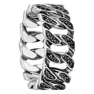 Bague Rebel Gourmette, Argent 925 & Zircones Noires - TR2501-643-11 - Thomas Sabo