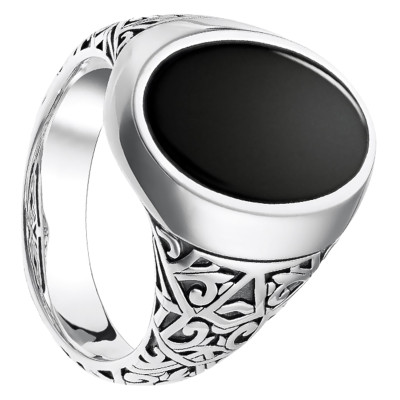 Chevalière Noire en Argent 925, TR2242-698-11 - Thomas Sabo
