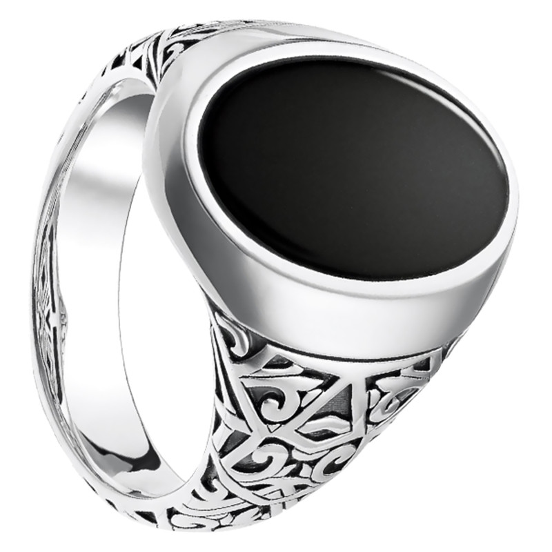 Chevalière Noire en Argent 925, TR2242-698-11 - Thomas Sabo