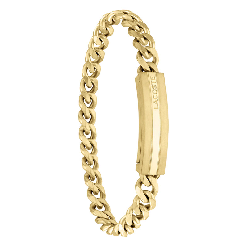 Bracelet Aventurer Plaque, Acier Doré - 2040092, 19 cm - Lacoste