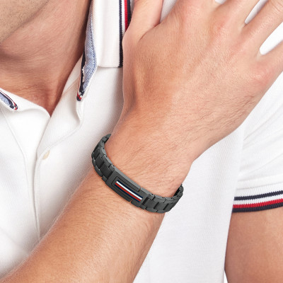 Bracelet Mason Acier Noir - 2790597, 19 cm Ajustable - Tommy Hilfiger