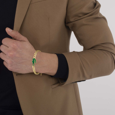 Bracelet Arthor Maille Gourmette Acier Doré, 19 cm - 2040227 - Lacoste
