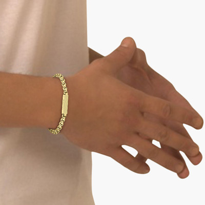 Bracelet Plaque L'Essentiel Acier Doré - 2040124, 19 cm - Lacoste