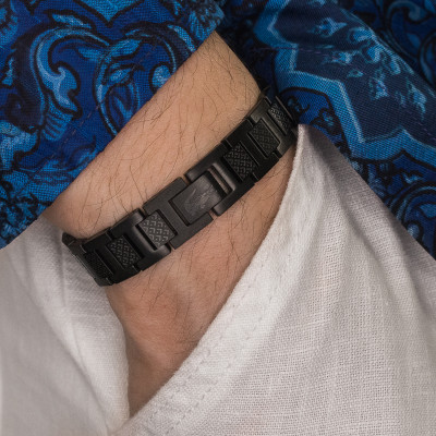 Bracelet Metropole "L" Acier noir - 2040119, 13 cm à 19 cm - Lacoste