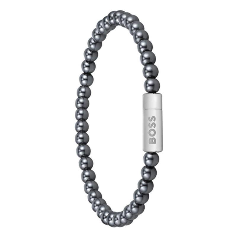 Bracelet Sphere Beads, Acier Hematite Gris, 19 cm - 1580790M - Boss