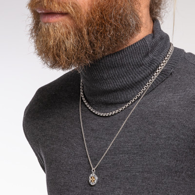 Collier Ronde Croix, Argent 925 Recyclé Plaqué Or Jaune 750 & Pierre Noire - KE2079-849-7-L50V - Thomas Sabo