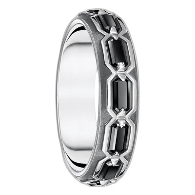 Bague Écailles de Crocodile, Argent 925 Noirci & Pierres Noires - TR2423-643-11 - Thomas Sabo