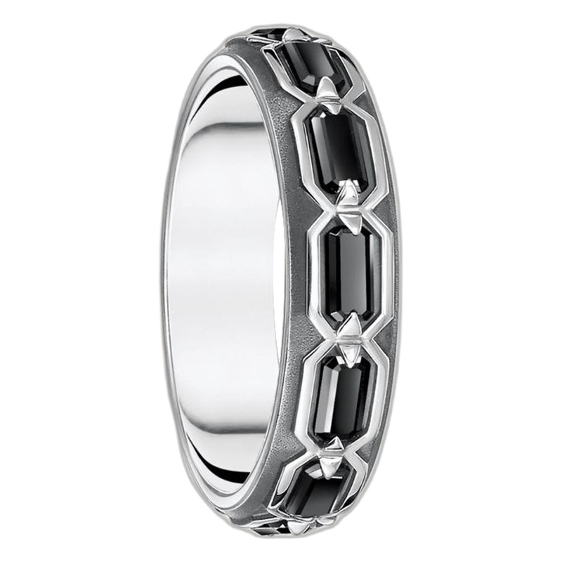 Bague Écailles de Crocodile, Argent 925 Noirci & Pierres Noires - TR2423-643-11 - Thomas Sabo