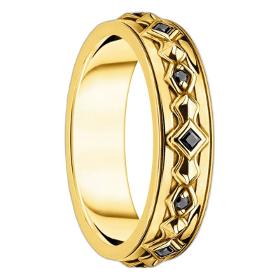 Bague Argent 925, Plaqué Or 750 & Pierres Noires - TR2306-414-11 - Thomas Sabo