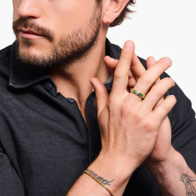 Bague Écailles de Crocodile, Argent 925 Plaqué Or Jaune 750 & Pierres Vertes - TR2423-472-6 - Thomas Sabo