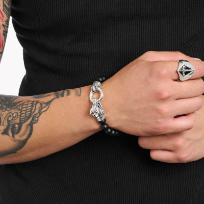 Chevalière Épée en Argent & Pierres Noires, TR2463-643-11 - Thomas Sabo