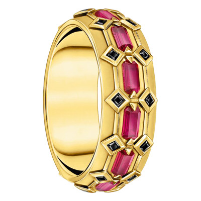 Bague Écailles de Crocodile, Argent 925 Plaqué Or Jaune 750 & Pierres Rouges - TR2422-995-10 - Thomas Sabo