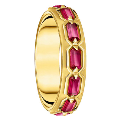 Bague Écailles de Crocodile, Argent 925 Plaqué Or Jaune 750 & Pierres Rouges - TR2423-995-10 - Thomas Sabo
