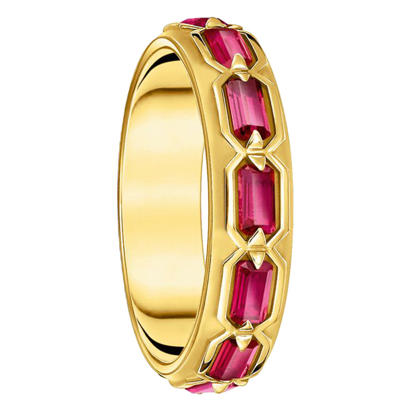 Bague Écailles de Crocodile, Argent 925 Plaqué Or Jaune 750 & Pierres Rouges - TR2423-995-10 - Thomas Sabo